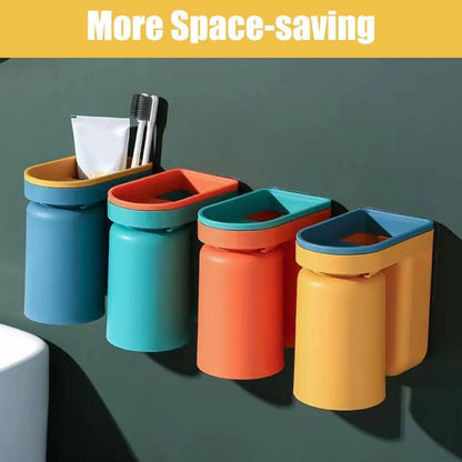 Zahnbürstenhalter Wand ohne Bohren mit Becher & Abflussloch Gelb