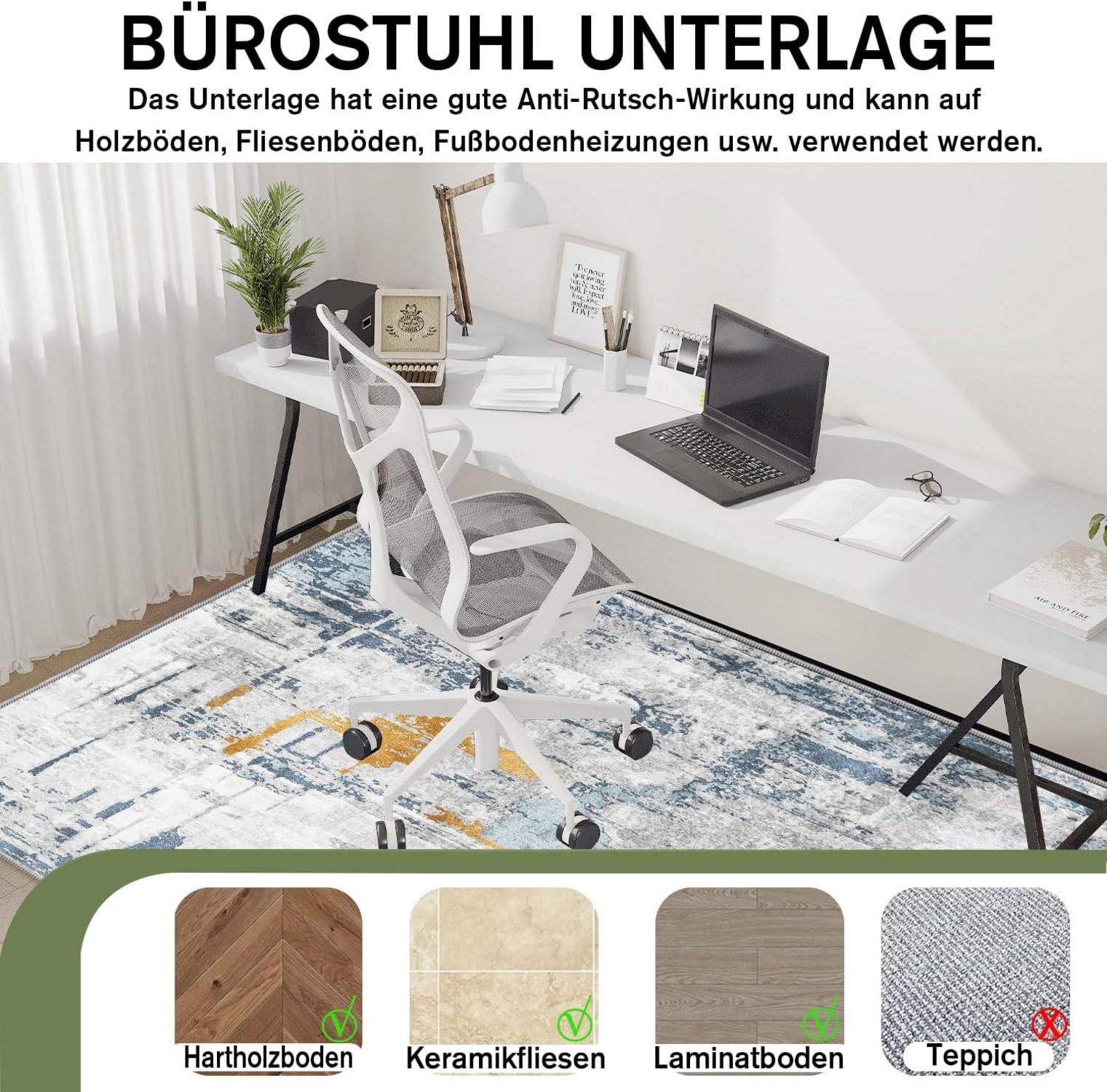 Bürostuhl Unterlage 90x120cm Hartboden Bodenschutzmatte rutschfest
