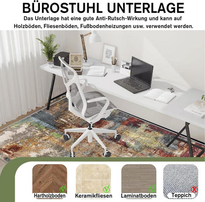 Bürostuhl Unterlage 90x150cm für Hartböden rutschfest Kratzfest Rot