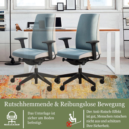 Bürostuhl Unterlage 90x120cm Hartboden Bodenschutzmatte Blau Orange