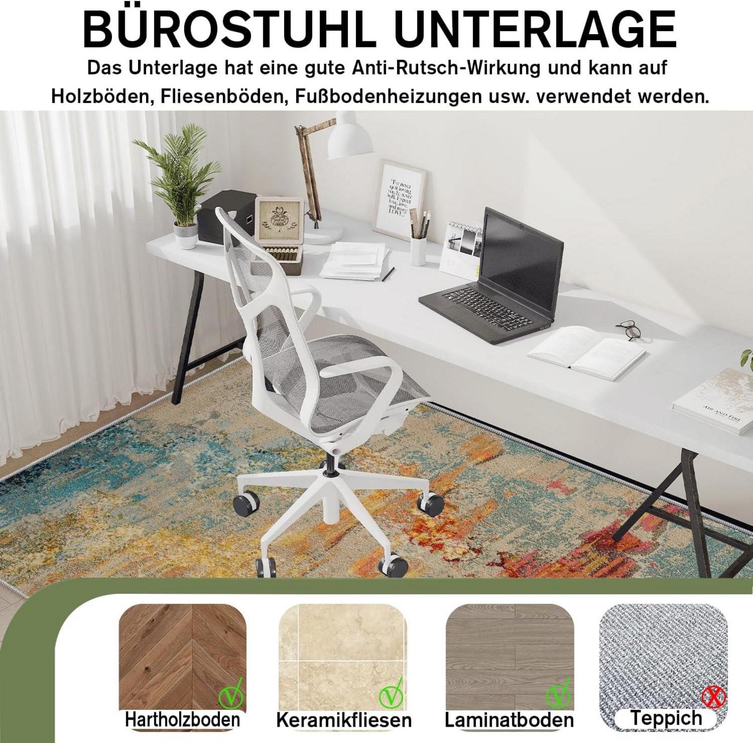 Bürostuhl Unterlage Bodenschutzmatte 90x120cm Hartböden rutschfest