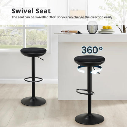 Höhenverstellbare Barhocker 2er Set mit Rückenlehne, Schwarz