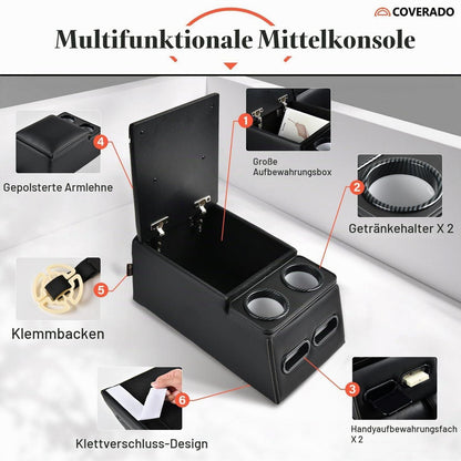 Auto Mittelkonsole Rücksitz Universal mit Armlehne & Stauraum