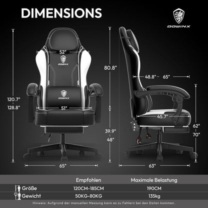 Dowinx Gaming Stuhl - Ergonomischer Racing Gamer Chair mit
