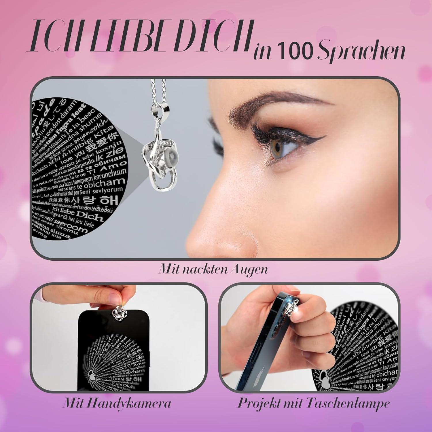 Ewige Rose mit Halskette Damen Echte Rose Infinity Schmuck Geschenkbox Muttertag Valentinstag Hochzeitstag Geburtstags