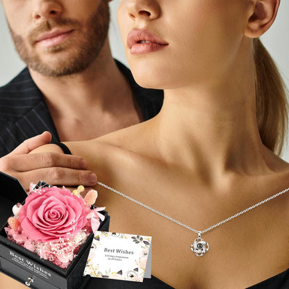 Ewige Rose Halskette Damen Infinity Echte Rose Schmuck Geschenkbox Ich