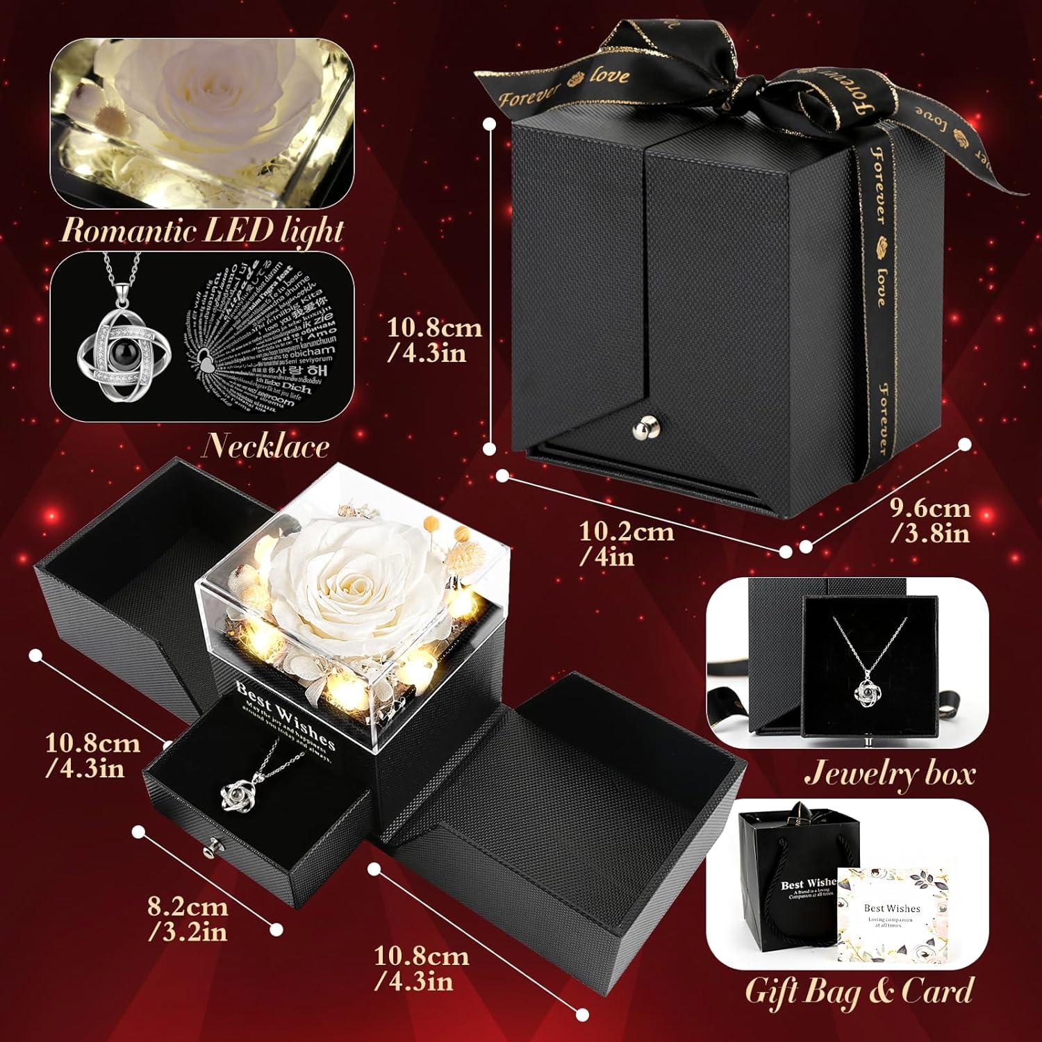 Ewige Rose Halskette Infinity Rose Geschenkbox Frauen 100 Sprachen