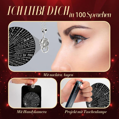 Ewige Rose Halskette Infinity Echte Rose Damen Geschenkbox 100 Sprachen