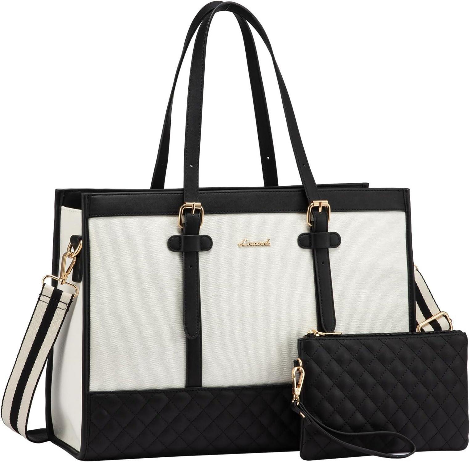Laptoptasche 15,6 Zoll Damen Handtasche Arbeitstasche Schwarz