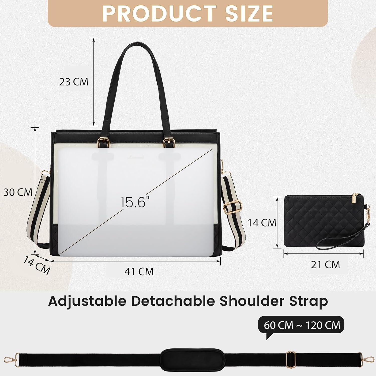 Laptoptasche 15,6 Zoll Damen Handtasche Arbeitstasche Schwarz
