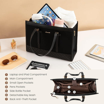 LOVEVOOK Laptoptasche 15,6 Zoll Handtasche Damen Schwarz