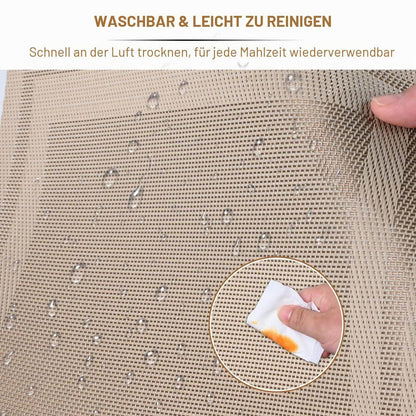 Abwaschbare Platzsets 8er Set – Beige Vinyl Tischsets