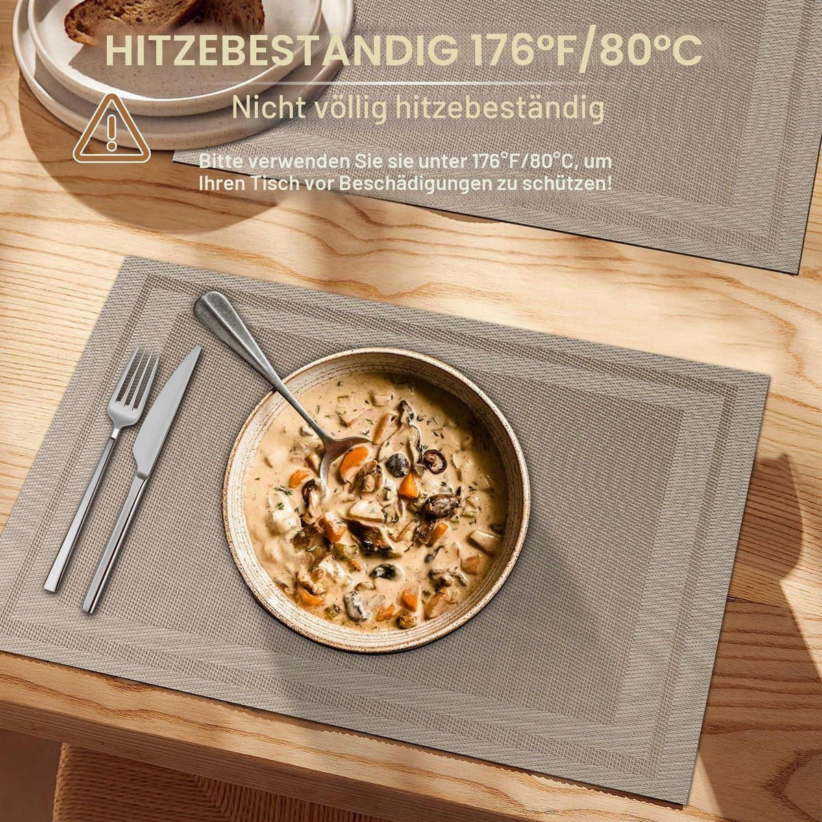 Abwaschbare Platzsets 8er Set – Beige Vinyl Tischsets