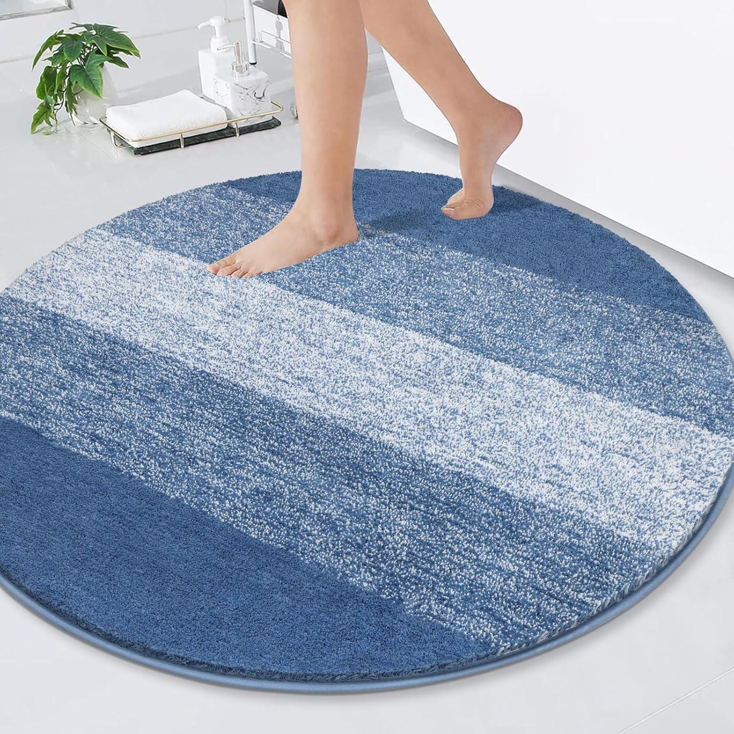 Weiche Rutschfeste Badematte 120cm Blau Maschinenwaschbar