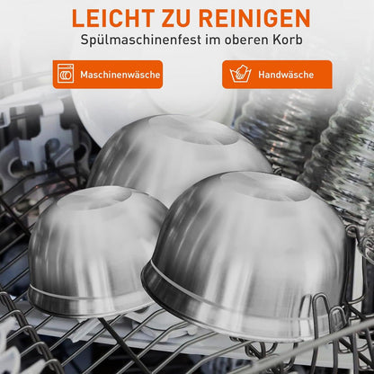 Edelstahl Rührschüssel Set 6-teilig mit Deckel und Reibe