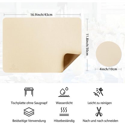 Abwaschbare Lederoptik Tischsets 6er Set mit Untersetzern beige+braun