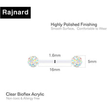 Klarer Bioflex Zungenpiercing Barbell 1,6x16mm | 12-38mm