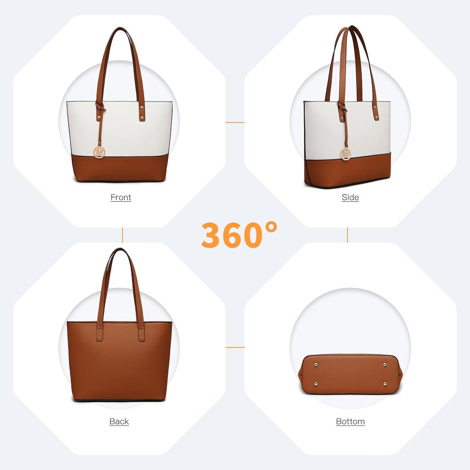 Miss Lulu Damen 3-tlg. Handtaschen-Set große Shopper Tote Umhängetasche mit