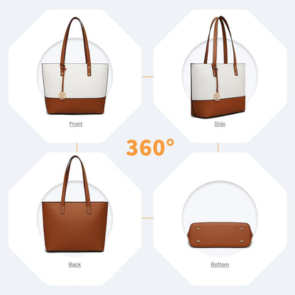 Miss Lulu Damen 3-tlg. Handtaschen-Set große Shopper Tote Umhängetasche mit