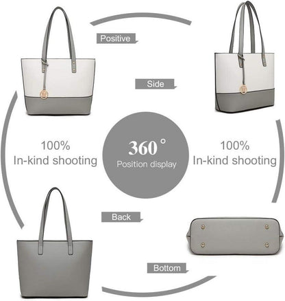 Miss Lulu Damen Handtasche 3 Stück Sets Shopper Umhängetasche Geldbörse