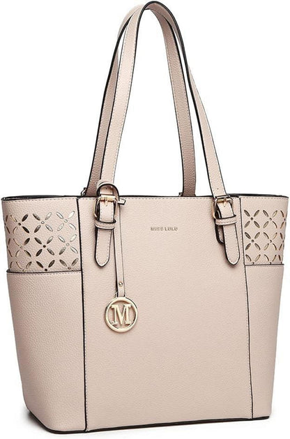 Damen Handtasche Groß Schwarz PU-Leder Shopper mit Reißverschluss
