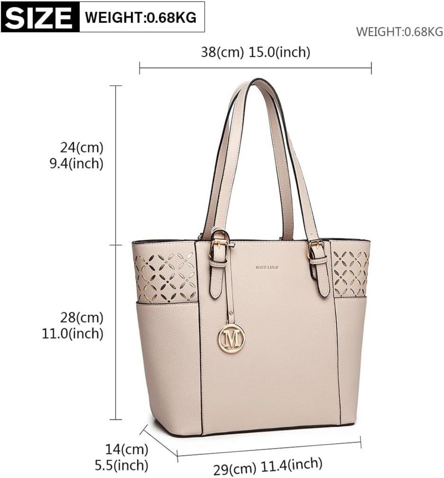Miss Lulu Damen Handtasche Groß PU Leder Shopper Schultertasche Schwarz