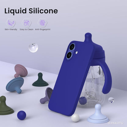 iPhone 16 Hülle Silikon flüssig Kratzfeste stoßfeste Schutzhülle Blau