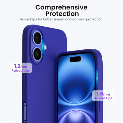 ORNARTO iPhone 16 Hülle Silikon 6,1 Zoll dünne Schutzhülle flüssiges Silikon Kratzfest stoßfest Blau