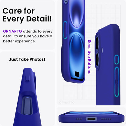 Silikon Hülle für iPhone 16 6,1 Zoll flüssiges Silikon stoßfest Blau