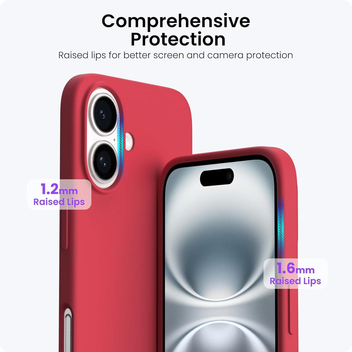ORNARTO iPhone 16 Hülle Silikon 6,1 Zoll Kratzfeste Schutzhülle - Rot