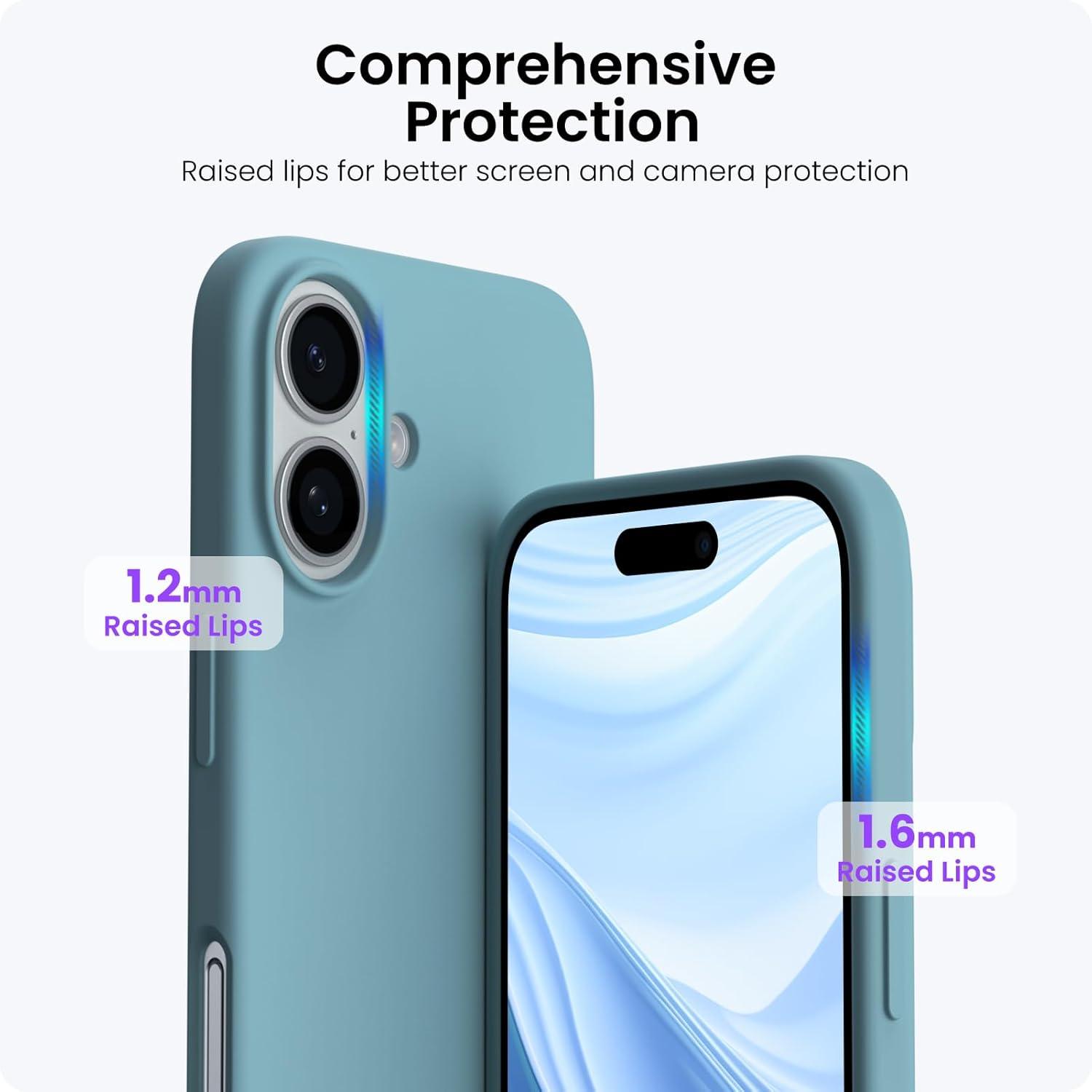 iPhone 16 Plus Hülle aus flüssigem Silikon - Blaugrün 6,7 Zoll