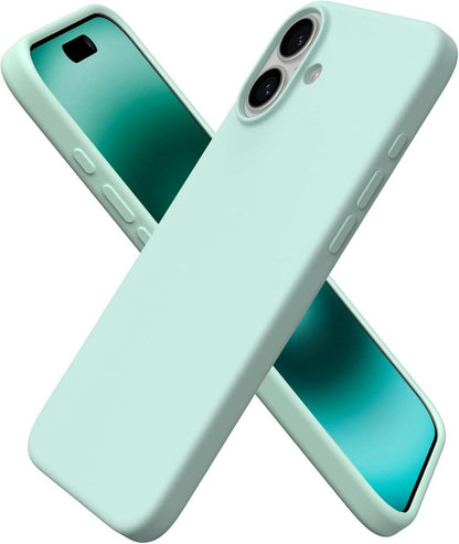 iPhone 16 Plus Silikonhülle Flüssig Silikon Stoßfest Mintgrün