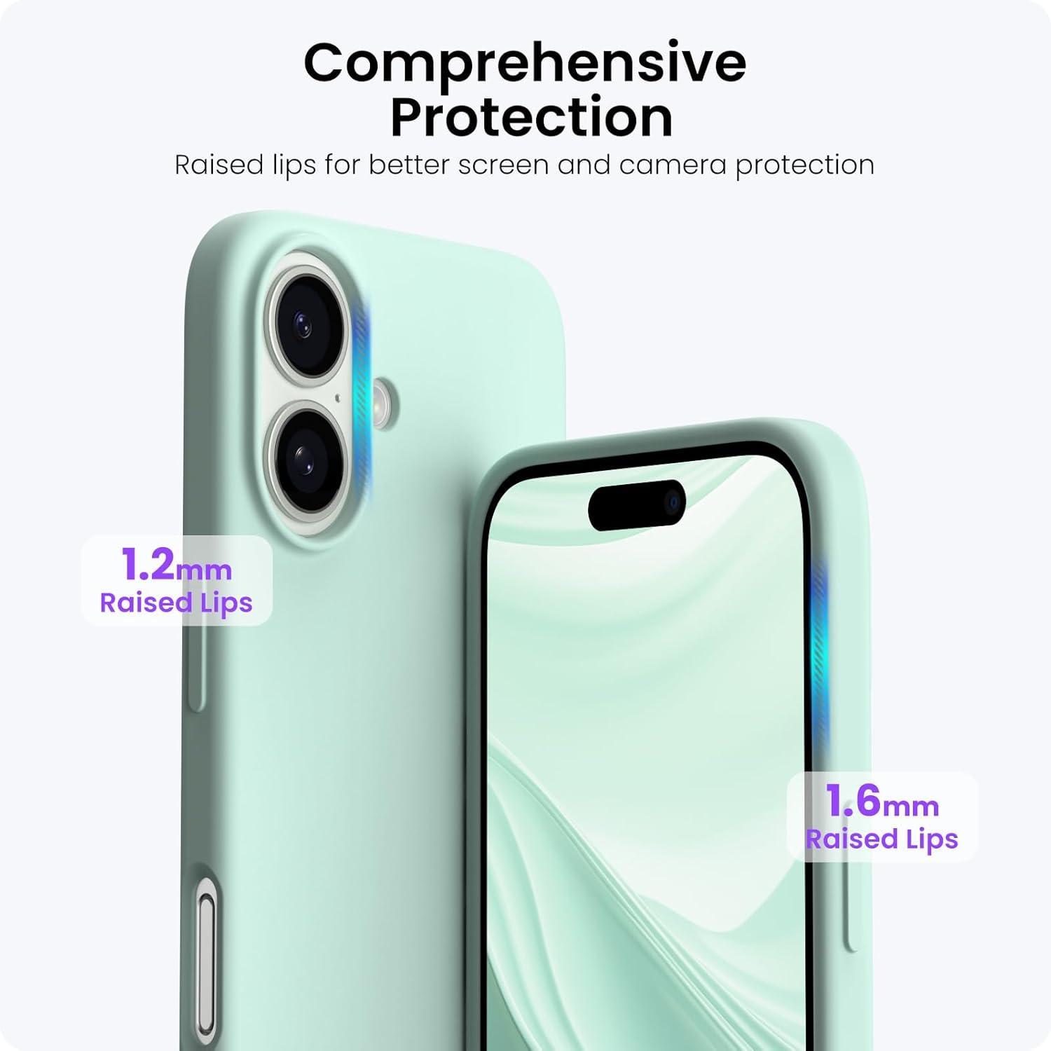 iPhone 16 Plus Hülle Silikon 6,7 Zoll Minzgrün stoßfest kratzfest - ORNARTO