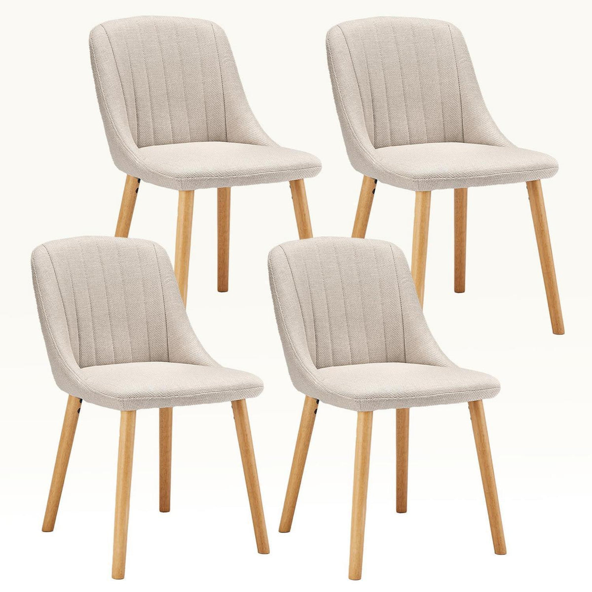 Esszimmerstühle Set Beige – 4er Pack Holzbeine & Polster