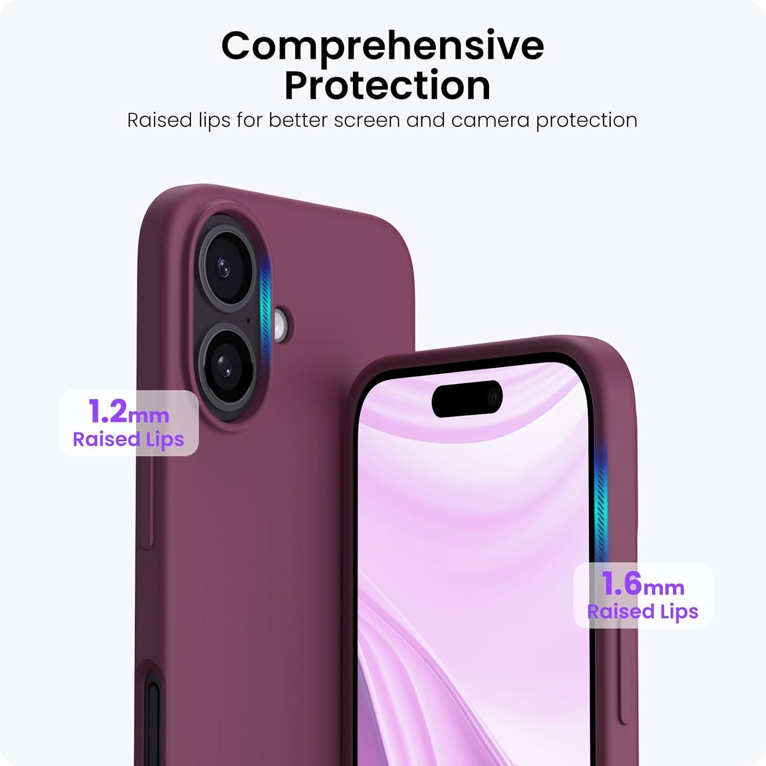 ORNARTO iPhone 16 Silikon Hülle 6,1 Zoll - Kratzfeste stoßfeste Schutzhülle Case