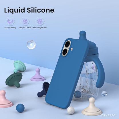 iPhone 16 Silikonhülle 6,1 Zoll flüssiges Silikon Blau