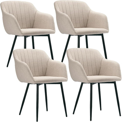 Esszimmerstühle Beige 4er Set mit Armlehne, Polsterstuhl