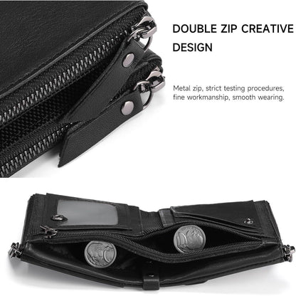 SENDEFN Herren Portemonnaie Leder RFID Vintage Bifold