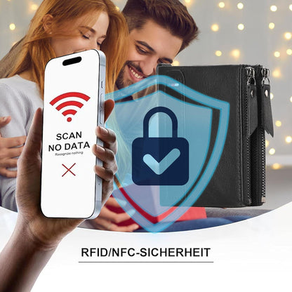 SENDEFN Herren Portemonnaie Leder RFID Vintage Bifold