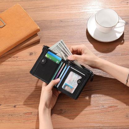 SENDEFN Herren Portemonnaie Leder RFID Vintage Bifold