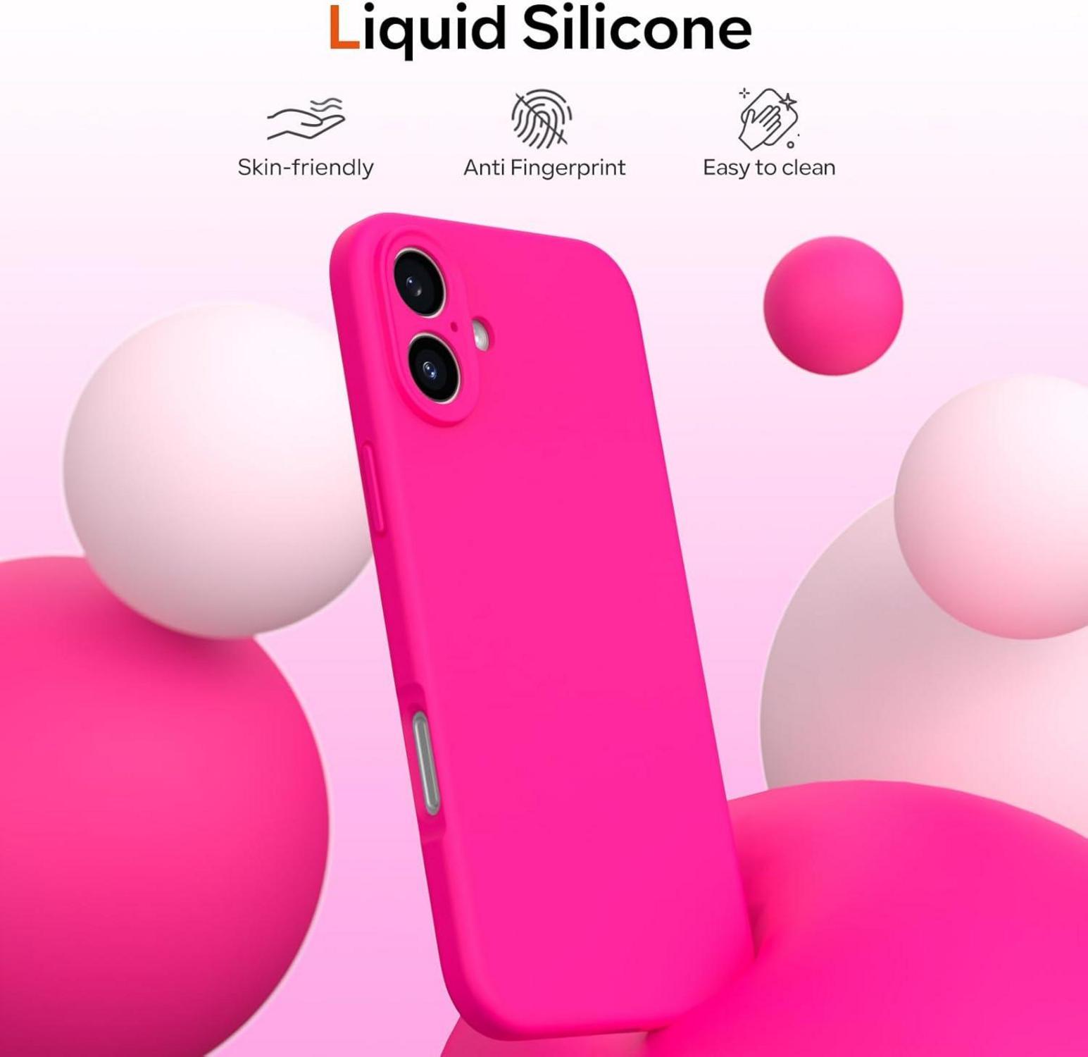 Silikon Handyhülle für iPhone 16 360° Rundumschutz Rose Rot