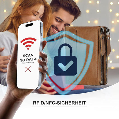Herren Leder Geldbörse RFID Vintage Braun Bifold Münzfach