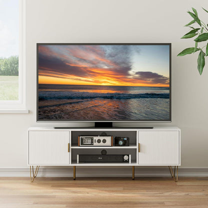TV Schrank Weiß 137x38x48 cm Lowboard für 55 Zoll Fernseher