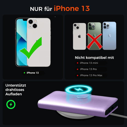 Lederhülle für iPhone 13 mit Panzer Schutz Glas RFID und Standfunktion
