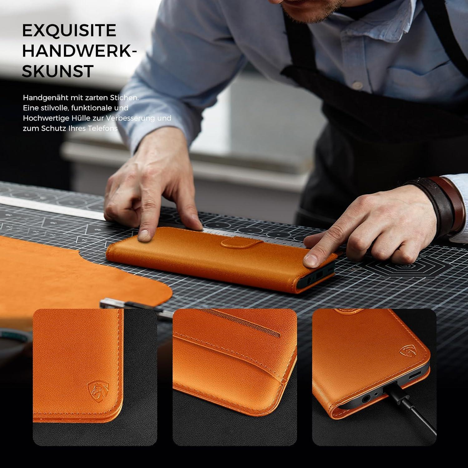 Samsung Galaxy S24 Ultra Hülle Wallet Premium Leder Orange