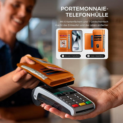 Handyhülle Samsung Galaxy S24 Ultra Wallet Leder Orange