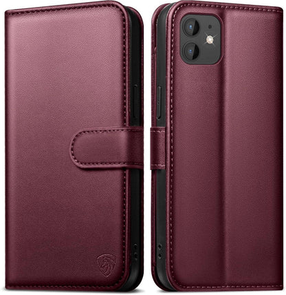 iPhone 12 Pro Klapphülle mit Panzer Schutz Glas Weinrot
