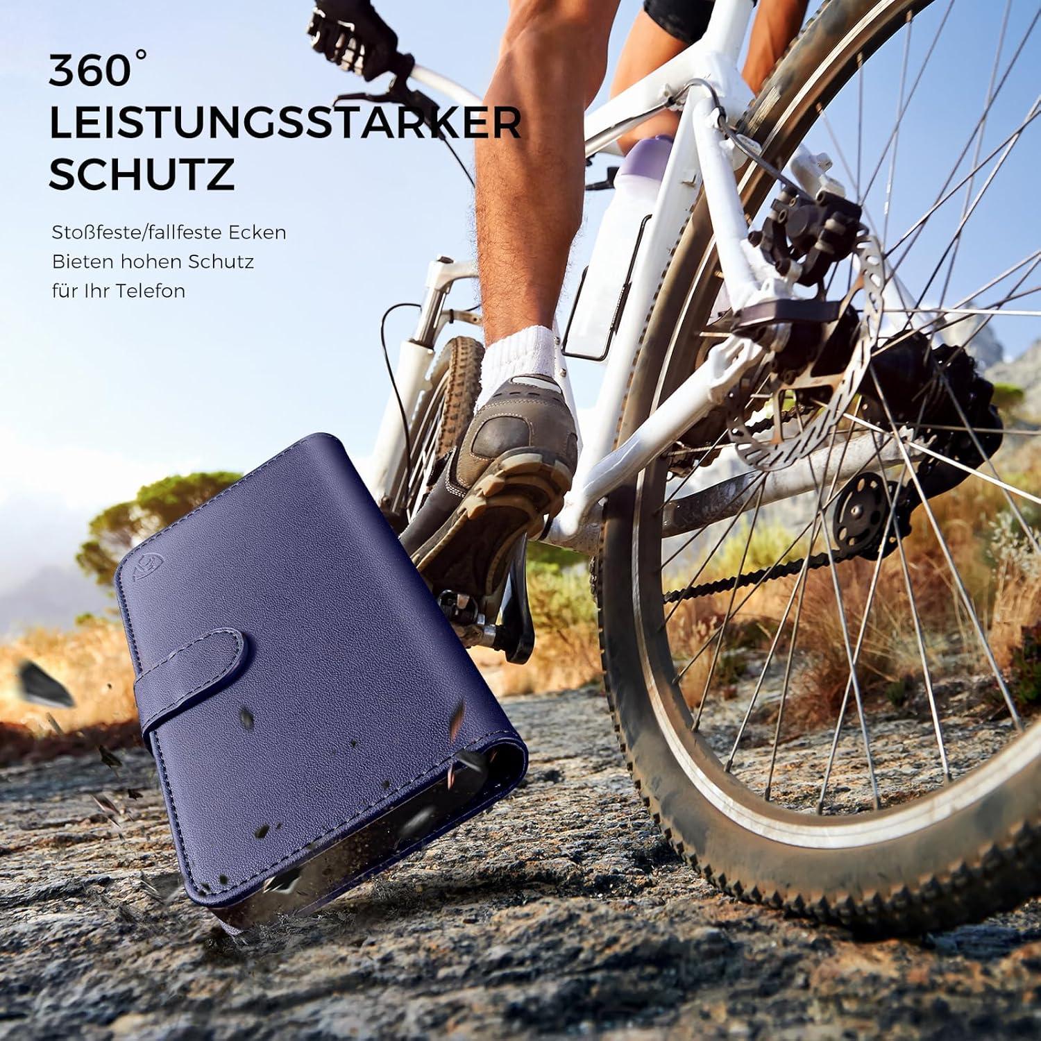 Samsung Galaxy S24 Ultra Hülle Wallet Leder Blau Flip Case Magnet