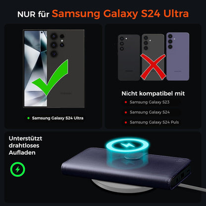 Samsung Galaxy S24 Ultra Handyhülle Wallet Leder Blau Flip Case