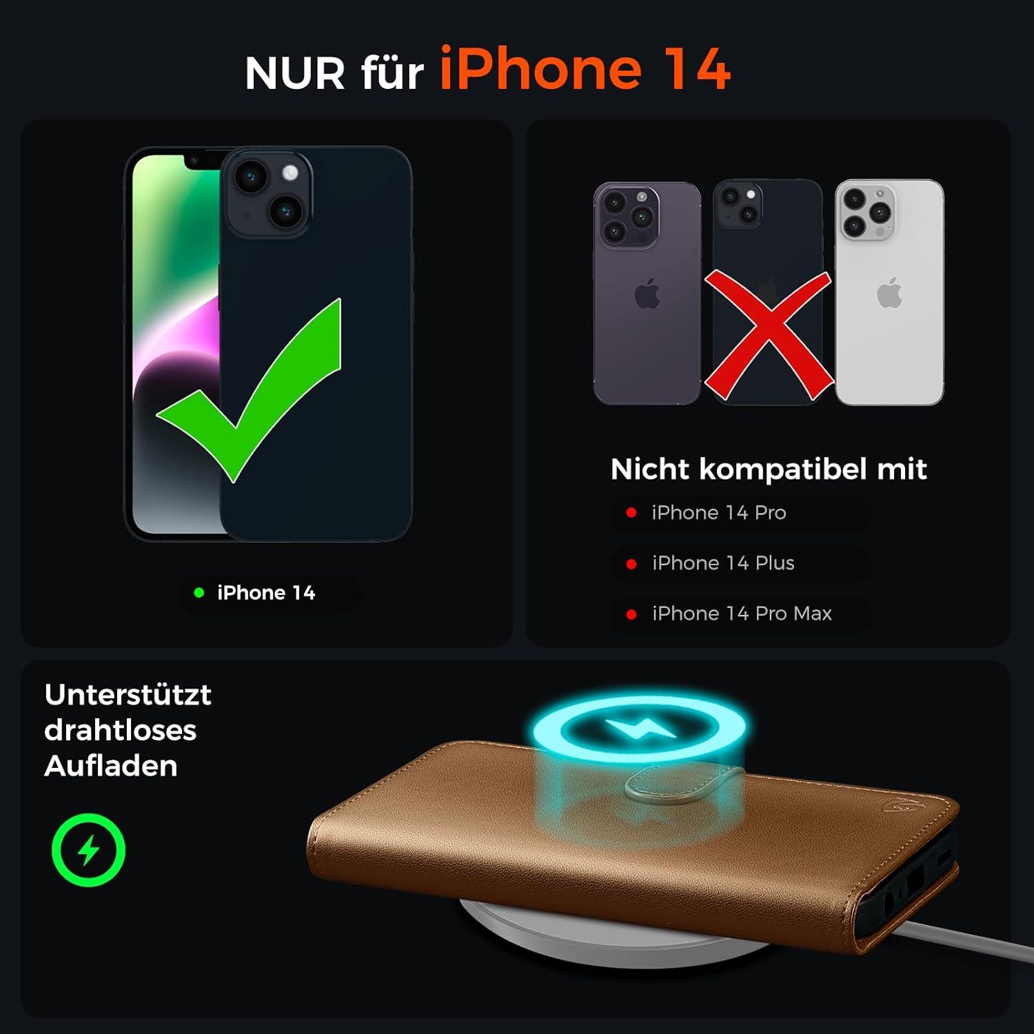 EASDNB iPhone 14 Handyhülle Panzer Schutz RFID Braun